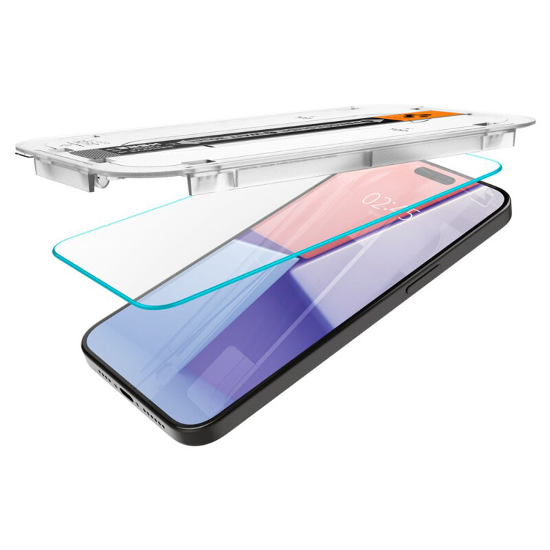 [Pachet 2x] Folie iPhone 15 Pro Max Spigen Glas.tR EZ Fit, transparenta