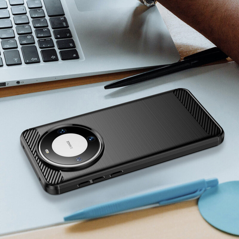 Husa Huawei Mate 60 Techsuit Carbon Silicone, negru