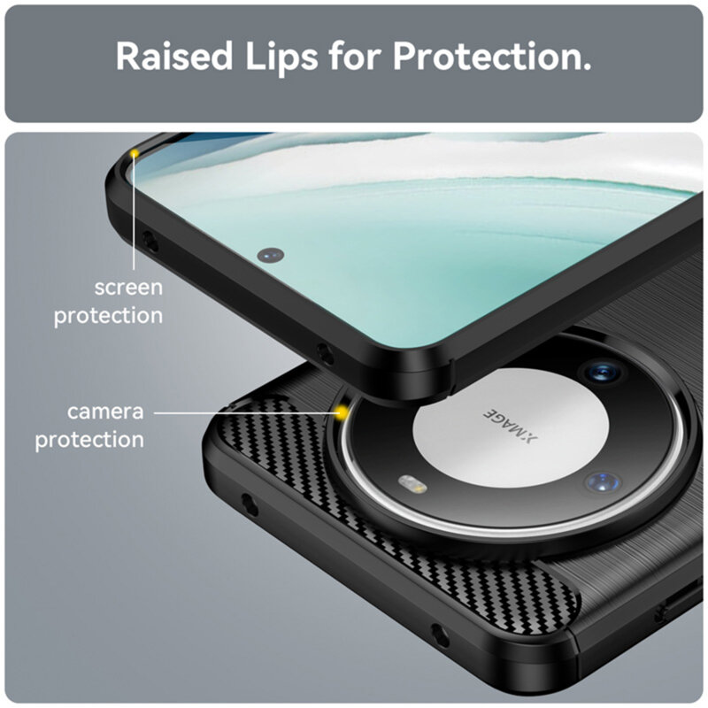 Husa Huawei Mate 60 Techsuit Carbon Silicone, negru