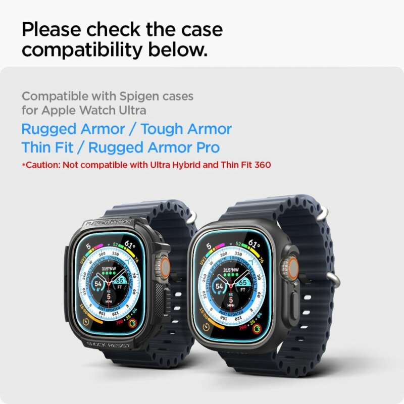 [Pachet 2x] Folie Apple Watch Ultra 2 Spigen Glas.tR EZ Fit, transparenta