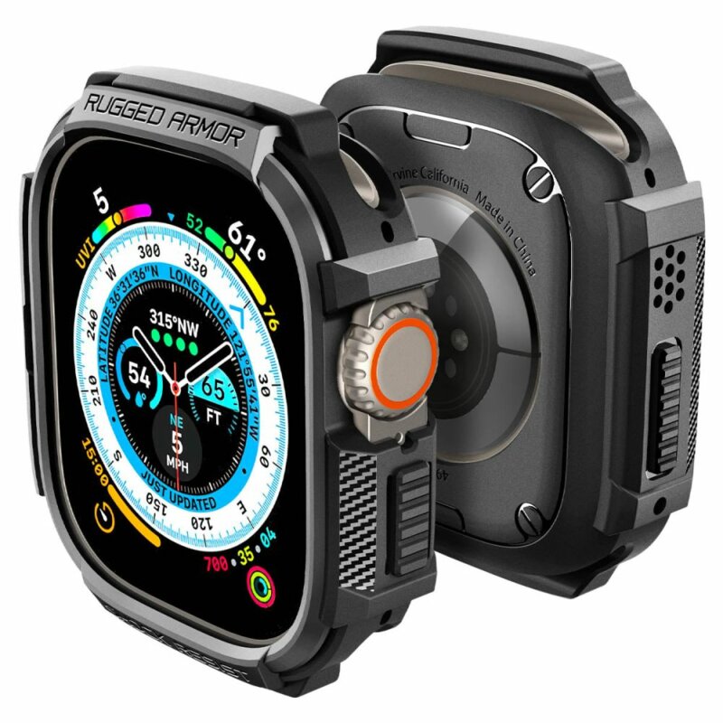 Husa Apple Watch Ultra 2 Spigen Rugged Armor, negru
