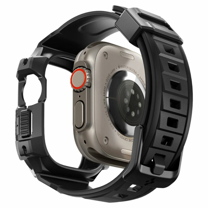 [Pachet husa + curea] Apple Watch Ultra 2 Spigen Rugged Armor Pro, negru