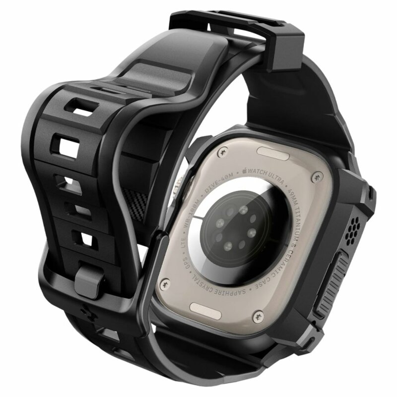 [Pachet husa + curea] Apple Watch Ultra 2 Spigen Rugged Armor Pro, negru
