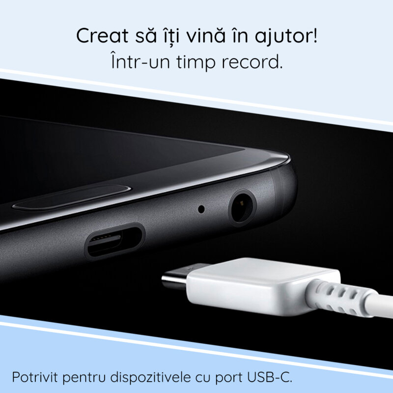 Cablu Samsung tip C, 3A, 1m, negru, bulk, EP-DA705BBEGWW