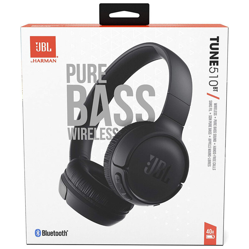 Casti wireless pliabile cu microfon JBL Tune 510, negru