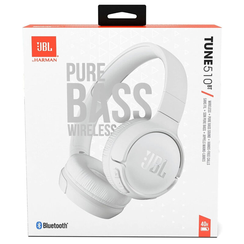 Casti wireless pliabile cu microfon JBL Tune 510, alb
