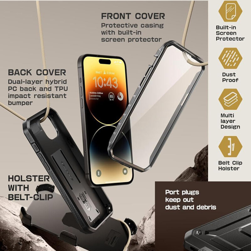 Husa iPhone 15 Plus Supcase Unicorn Beetle Pro, negru