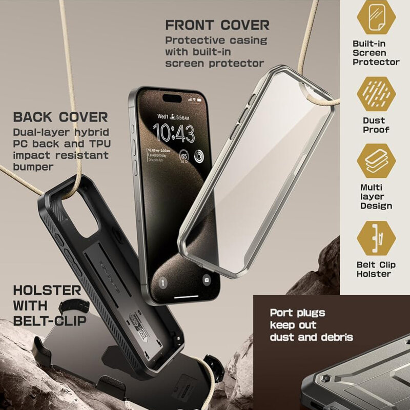 Husa iPhone 15 Pro Max Supcase Unicorn Beetle Pro, gri