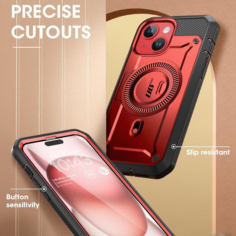 Husa iPhone 15 Supcase Unicorn Beetle Pro MagSafe, rosu