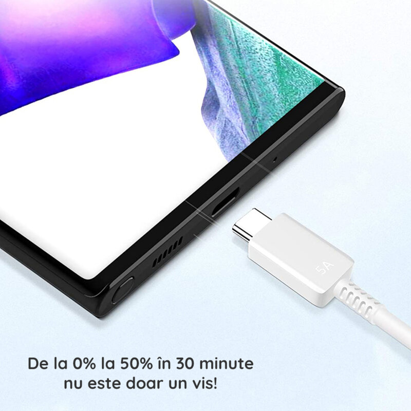 Cablu Samsung Fast Charging Type-C PD100W, 5A, 1m, EP-DN975BWEGWW, blister