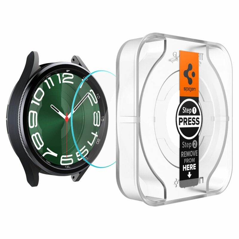 [Pachet 2x] Folie Samsung Galaxy Watch6 Classic 47mm Spigen Glas.tR EZ Fit, transparenta