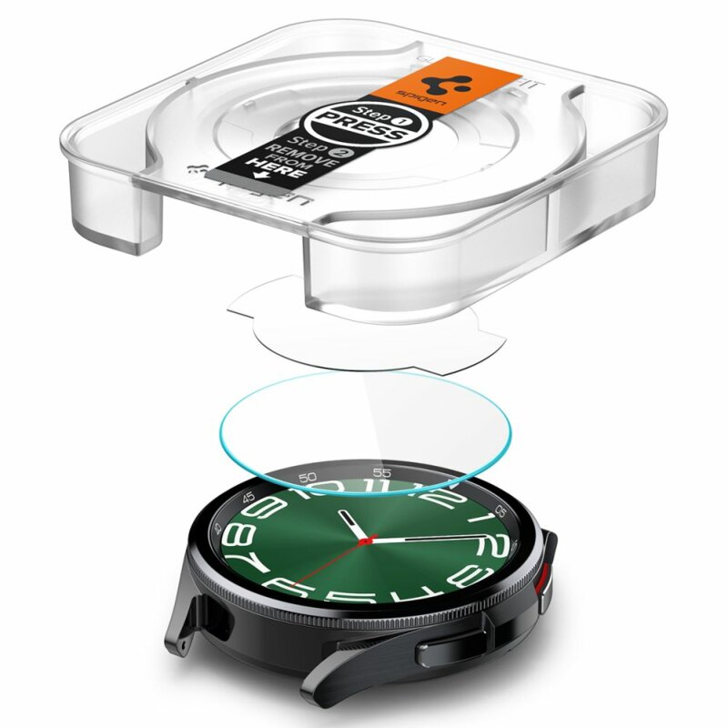 [Pachet 2x] Folie Samsung Galaxy Watch6 Classic 47mm Spigen Glas.tR EZ Fit, transparenta