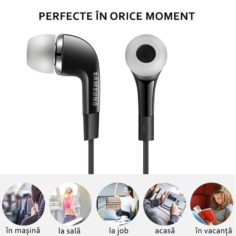 Casti in-ear Samsung, microfon, Jack 3.5mm, negru, bulk, EHS64AVFBE