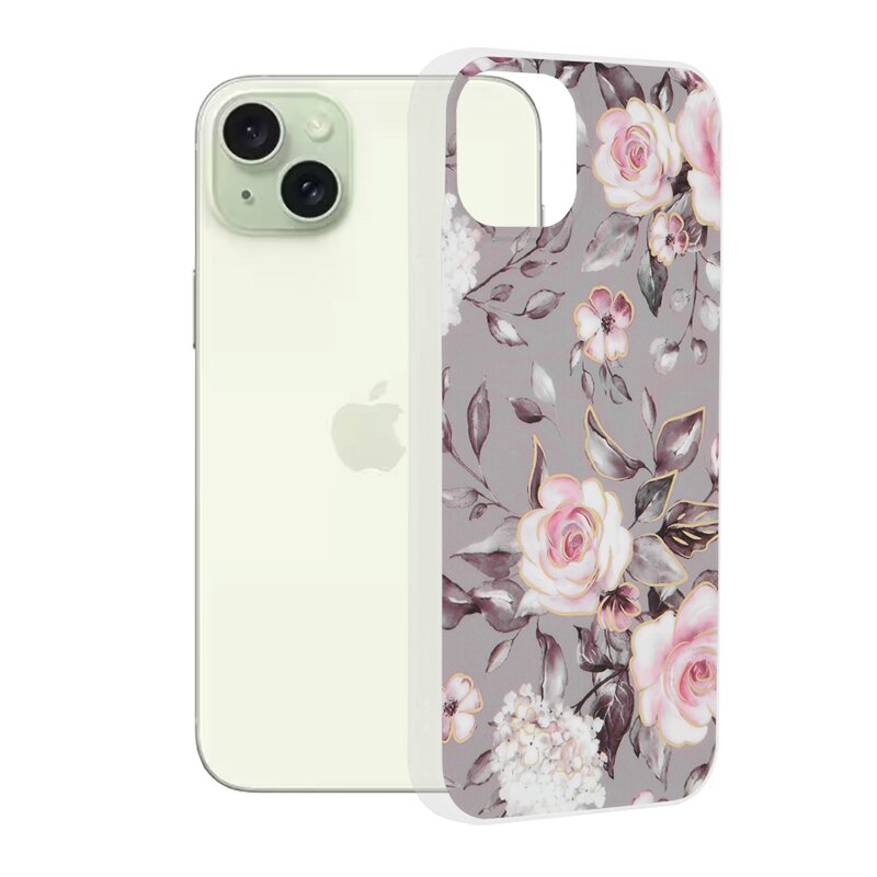 Husa iPhone 15 Plus Techsuit Marble, Bloom of Ruth Gray