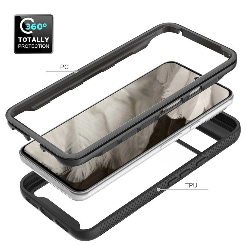 [Pachet 360°] Husa + folie Google Pixel 8 Techsuit Defense, negru