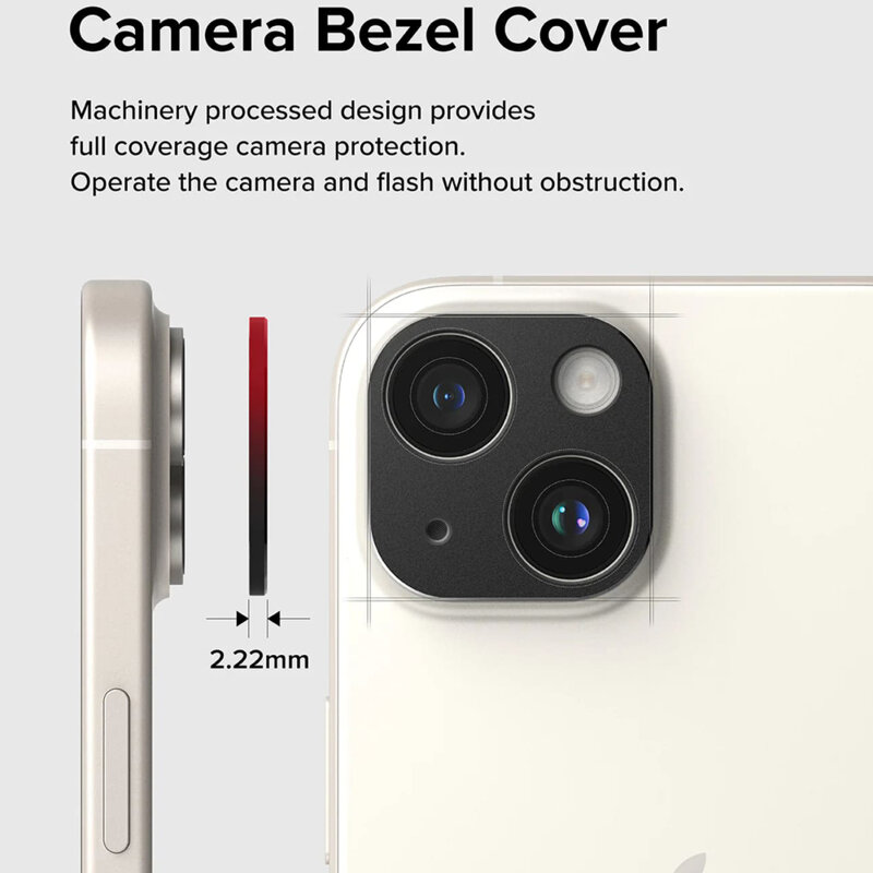 Protectie camera iPhone 15 Ringke Camera Styling, negru