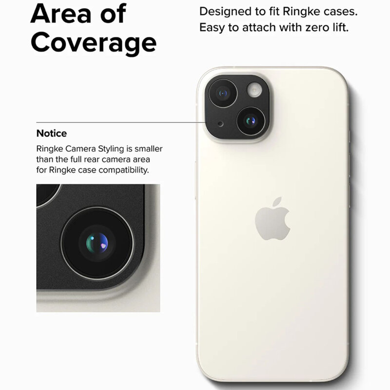 Protectie camera iPhone 15 Ringke Camera Styling, negru