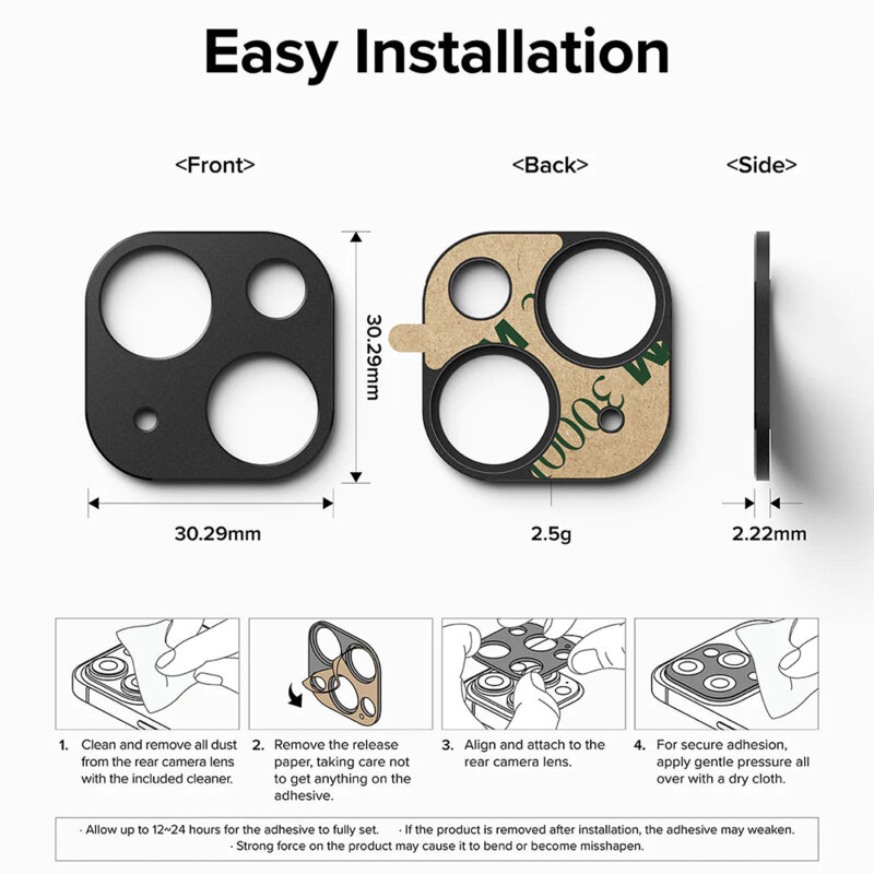 Protectie camera iPhone 15 Ringke Camera Styling, negru