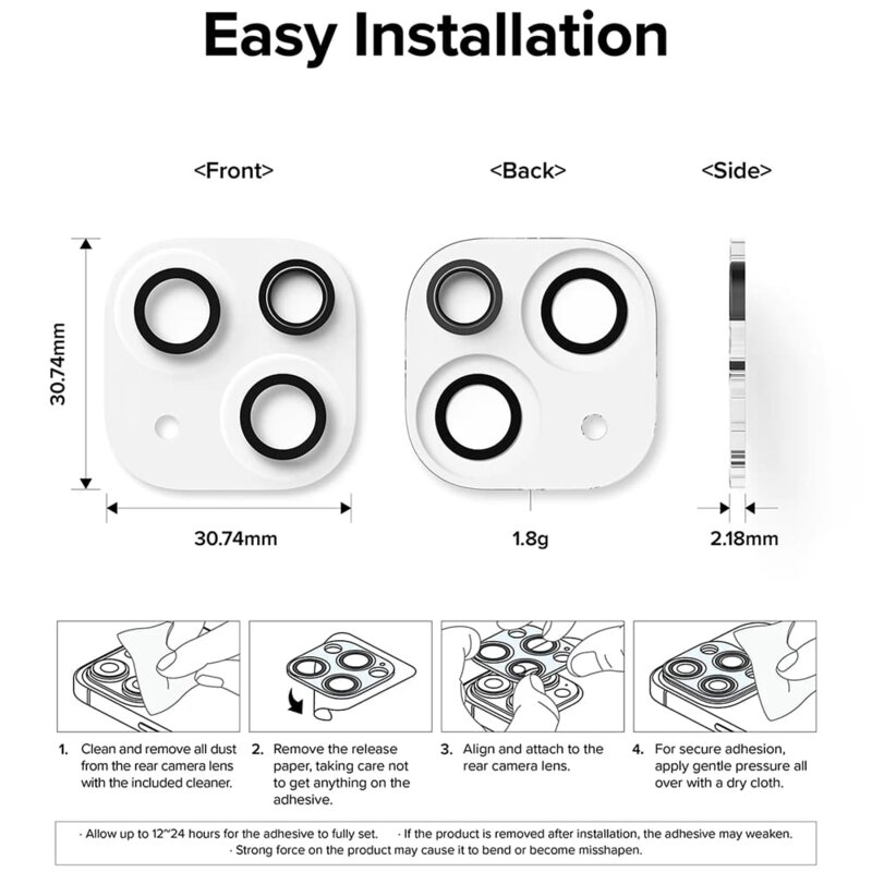 [Pachet 2x] Folie sticla camera iPhone 15 Ringke Camera Protector, transparenta