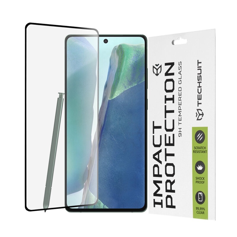 Folie sticla 3D curbata Samsung Galaxy Note 20 Techsuit 111D Full Glue Full Cover, negru