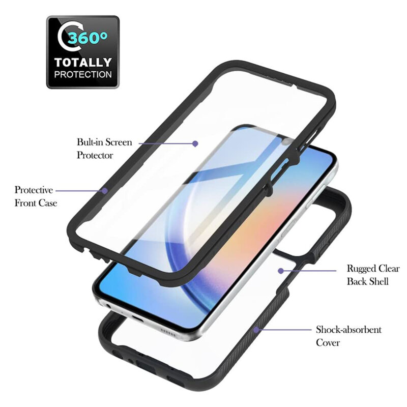 [Pachet 360°] Husa + folie Samsung Galaxy A25 5G Techsuit Defense, negru
