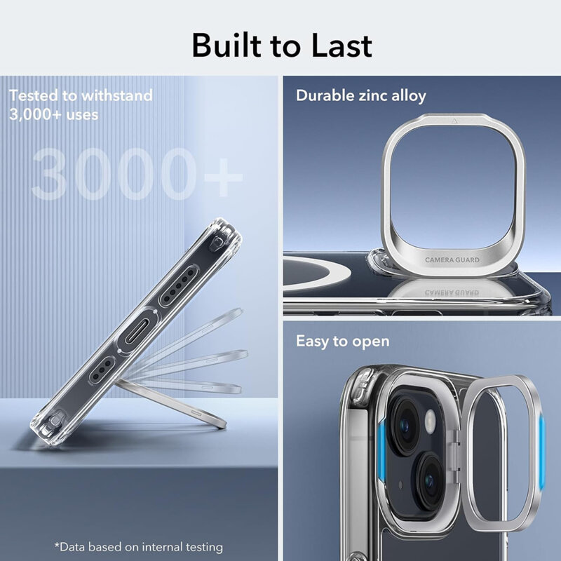 Husa iPhone 15 Plus ESR Classic Hybrid HaloLock Kickstand, transparenta