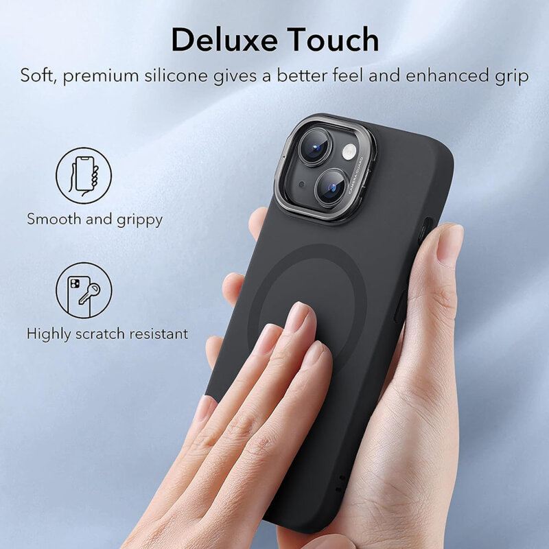 Husa iPhone 15 Plus ESR Cloud Soft HaloLock Kickstand, negru