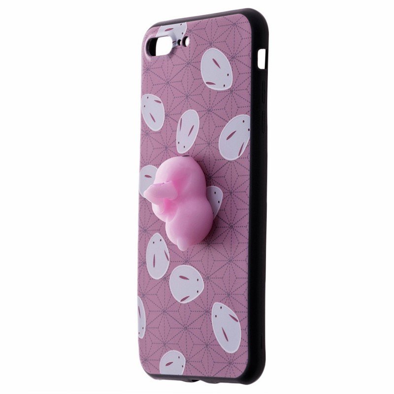 Husa Anti-Stres iPhone 8 Plus 3D Bubble - Pink Rabbit
