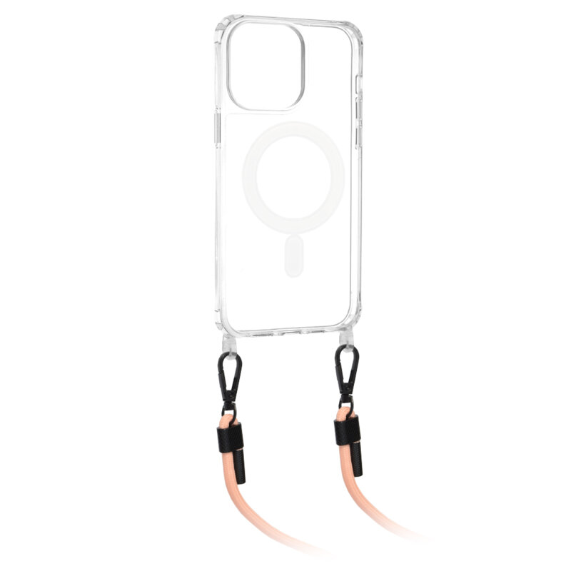 Husa iPhone 14 Techsuit Acrylic MagSafe Crossbody, roz