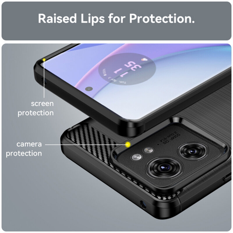 Husa Motorola Edge (2023) Techsuit Carbon Silicone, negru