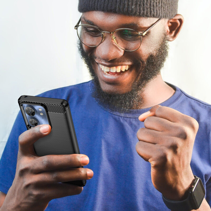 Husa Motorola Edge (2023) Techsuit Carbon Silicone, negru