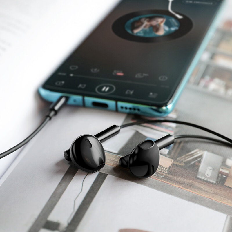 Casti Hi-Fi cu microfon si fir Jack 3.5mm Hoco M64, 1.2m, negru