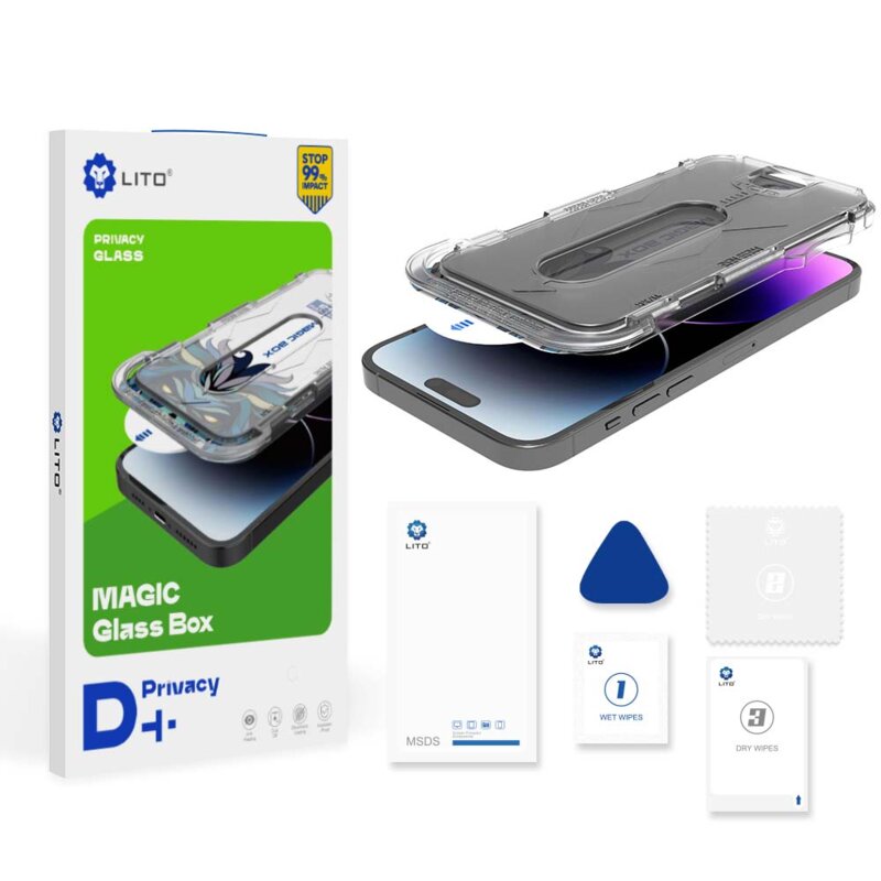 Folie sticla iPhone 12 Pro Lito Magic Glass Box D+ Tools, privacy