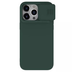 Husa iPhone 15 Pro Nillkin CamShield Silky MagSafe, verde inchis