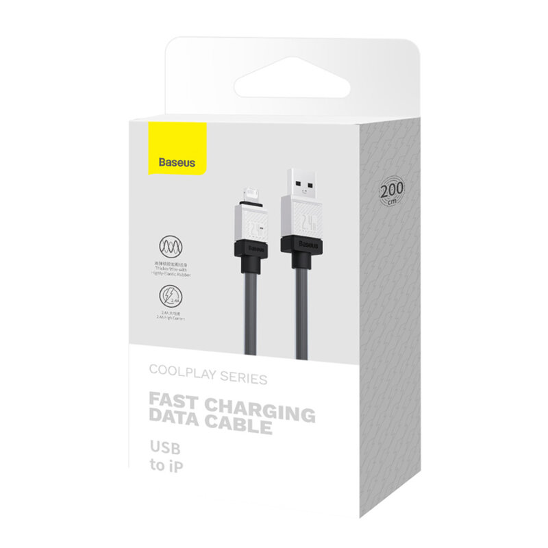 Cablu de date USB la Lightning Baseus, 2.4A, 2m, CAKW000501
