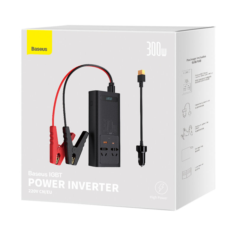 Invertor auto 12V 220V Baseus, 300W, negru, CGNB010101