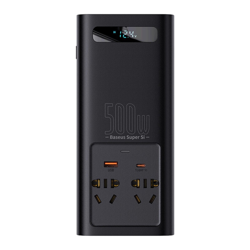 Invertor 12V 220V auto Baseus, 500W, negru, CGNB000101
