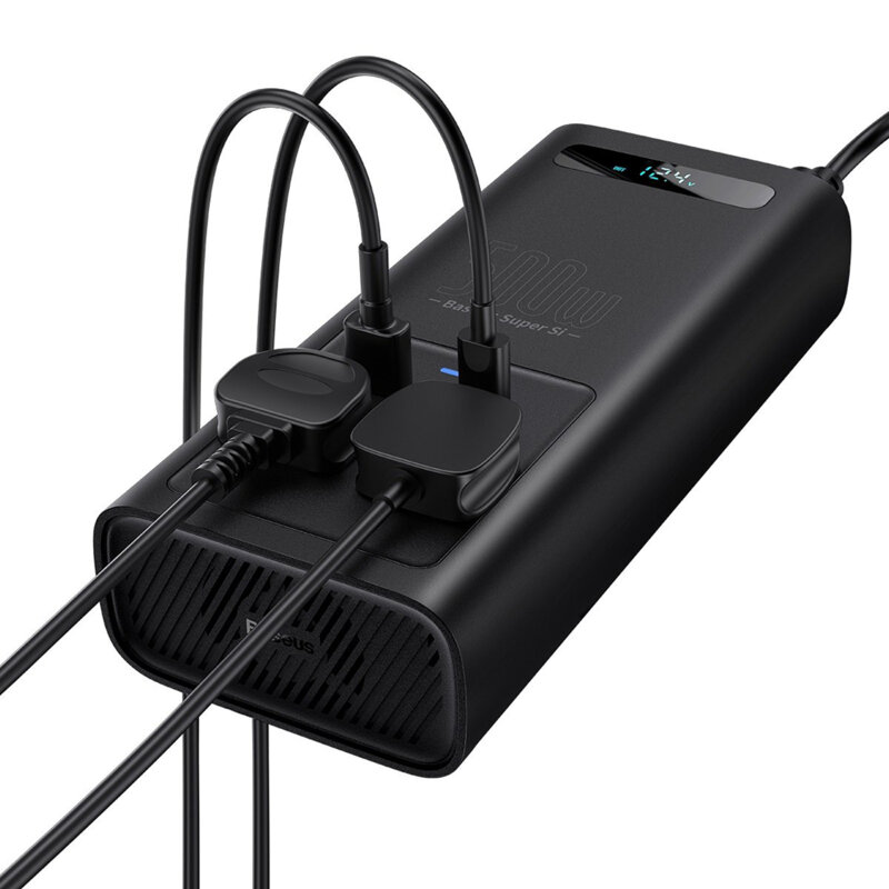 Invertor 12V 220V auto Baseus, 500W, negru, CGNB000101