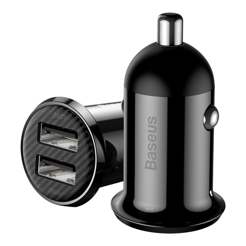 Incarcator auto bricheta USB Baseus, 4.8A, negru, CCALLP-01