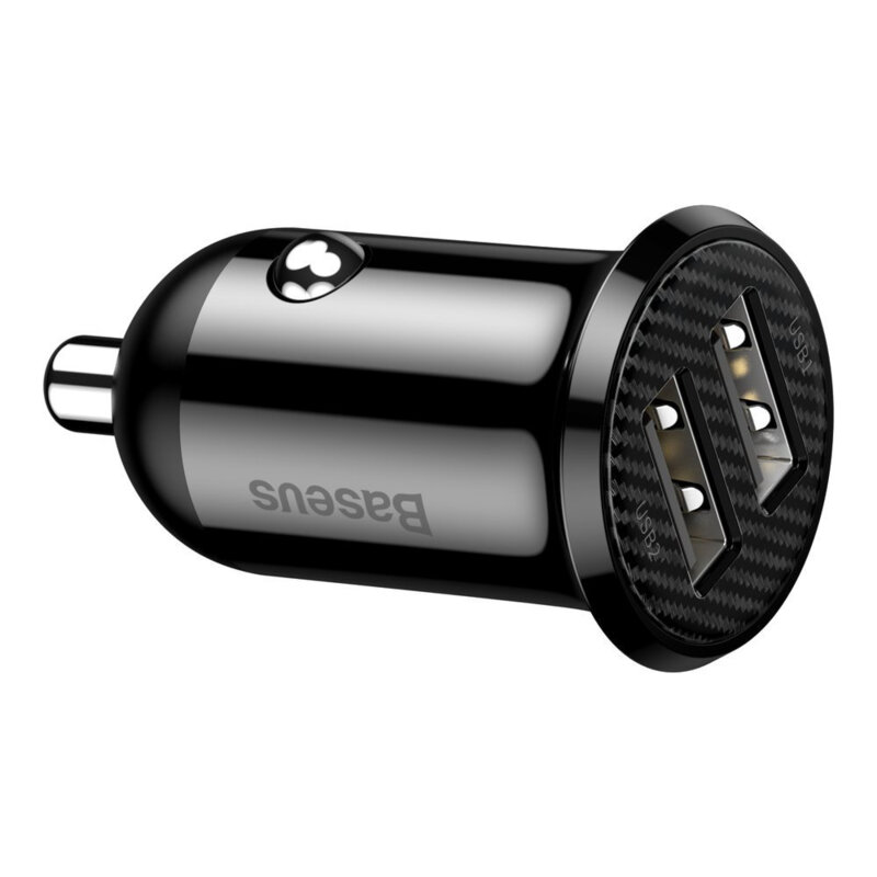 Incarcator auto bricheta USB Baseus, 4.8A, negru, CCALLP-01