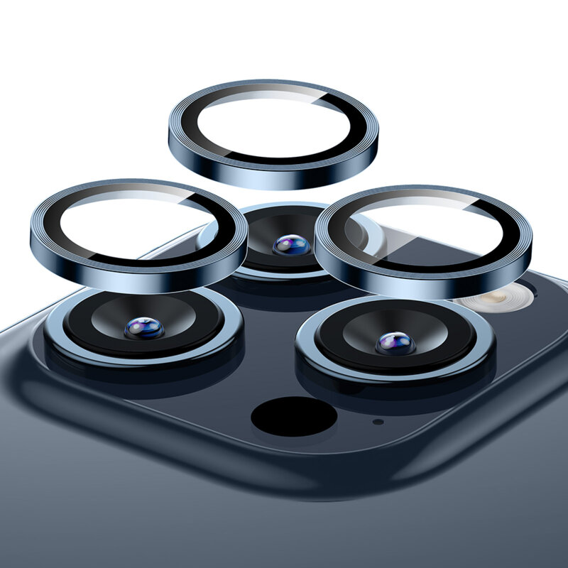 Folie sticla camera iPhone 15 Pro ESR Lens Protector, albastru