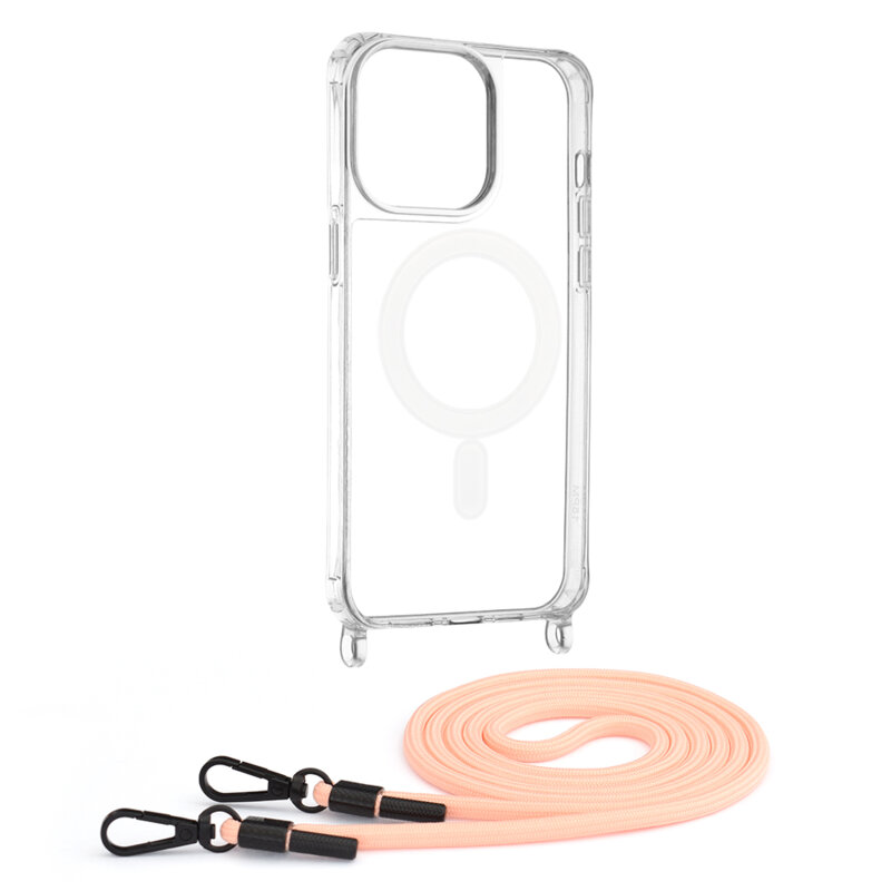 Husa iPhone 15 Pro Max Techsuit Acrylic MagSafe Crossbody, roz