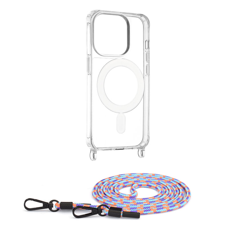 Husa iPhone 15 Pro Techsuit Acrylic MagSafe Crossbody, multicolor
