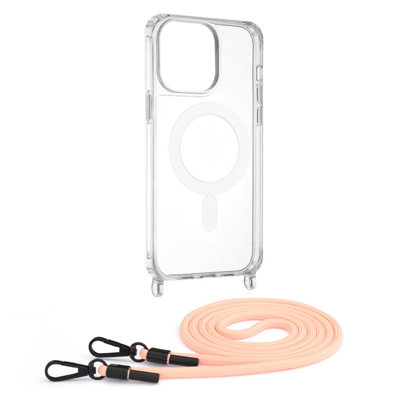 Husa iPhone 14 Pro Max Techsuit Acrylic MagSafe Crossbody, roz