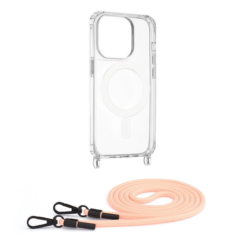 Husa iPhone 14 Pro Techsuit Acrylic MagSafe Crossbody, roz