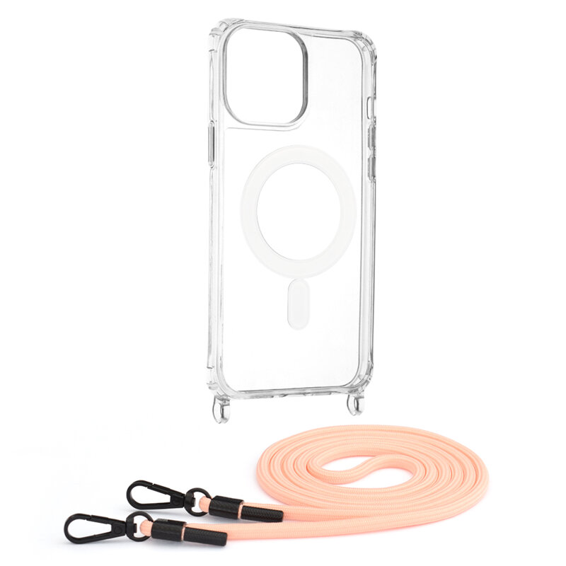 Husa iPhone 13 Pro Max Techsuit Acrylic MagSafe Crossbody, roz