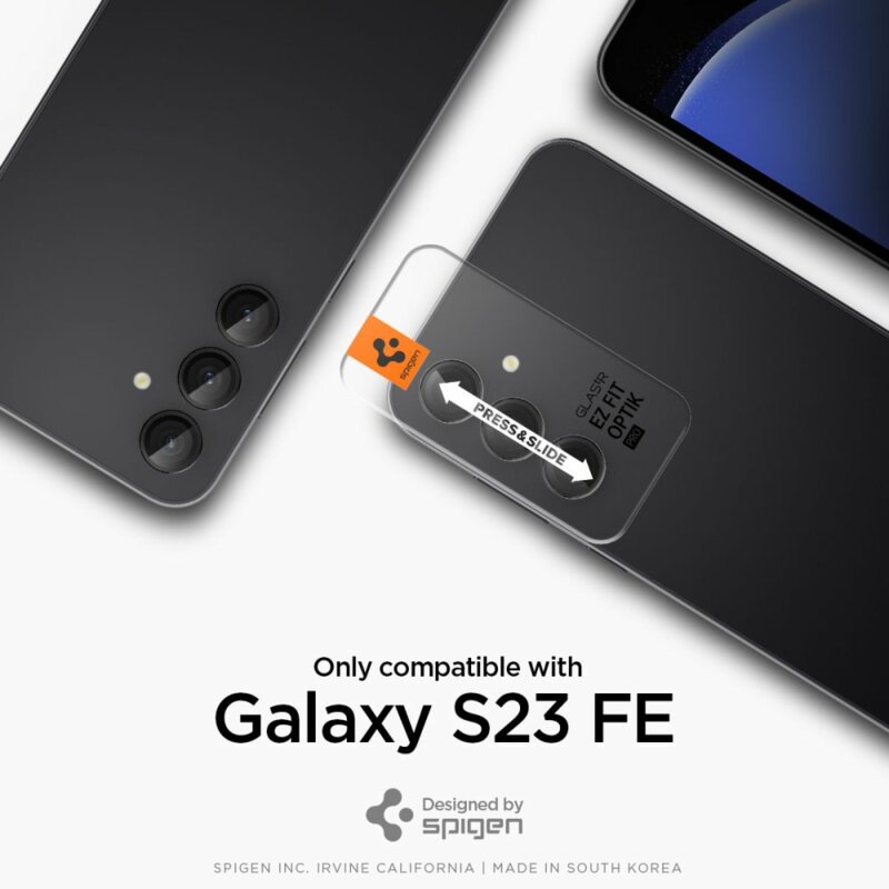 [Pachet 2x] Folie sticla camera Samsung Galaxy S23 FE Spigen Glas.tR Optik, negru