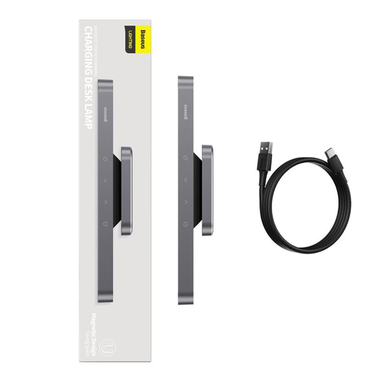 Lampa birou LED pentru citit cu suport magnetic Baseus DGXC-02, gri