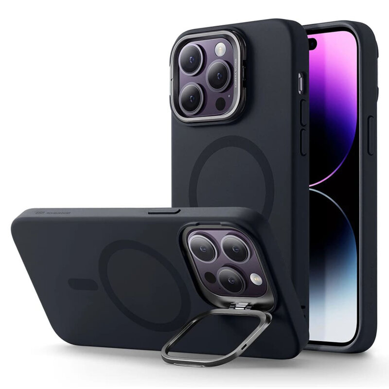 Husa iPhone 14 Pro Max ESR Cloud Soft HaloLock Kickstand, negru