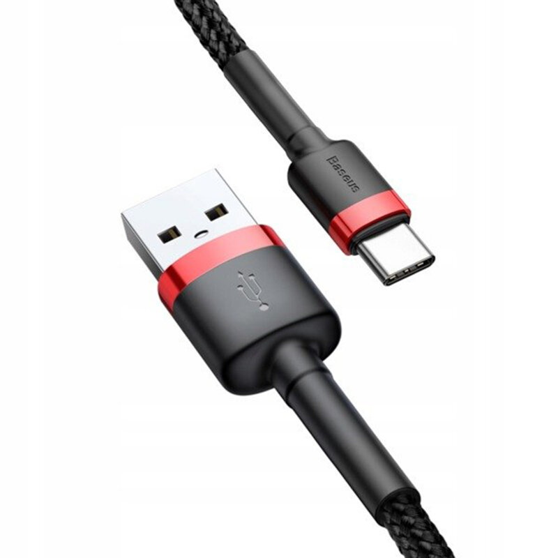 Cablu de date USB Type-C Baseus, 2A, 2m, rosu/negru, CATKLF-F91